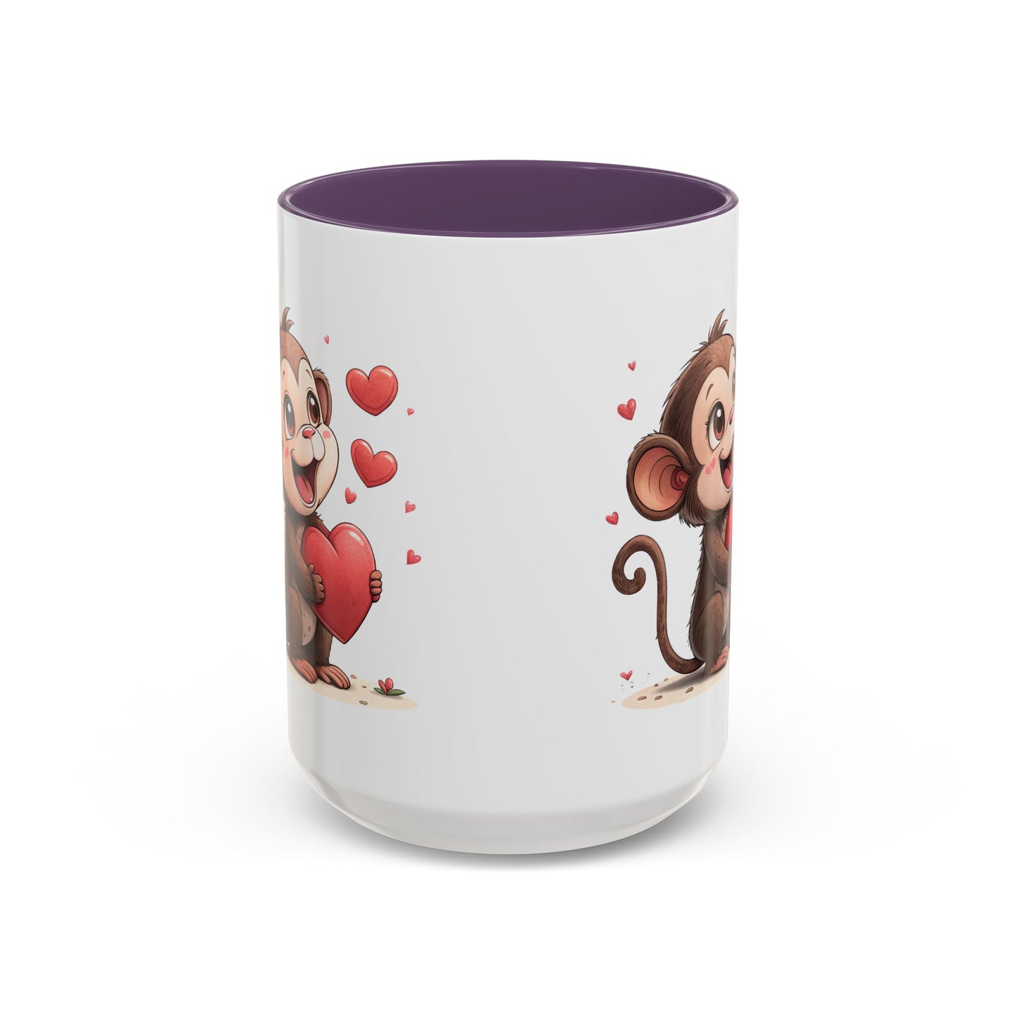 Cute Monkey Love Coffee Mug, Valentine's Gift, Animal Lover's Mug, Heartfelt Coffee Cup, Fun Kitchen Decor