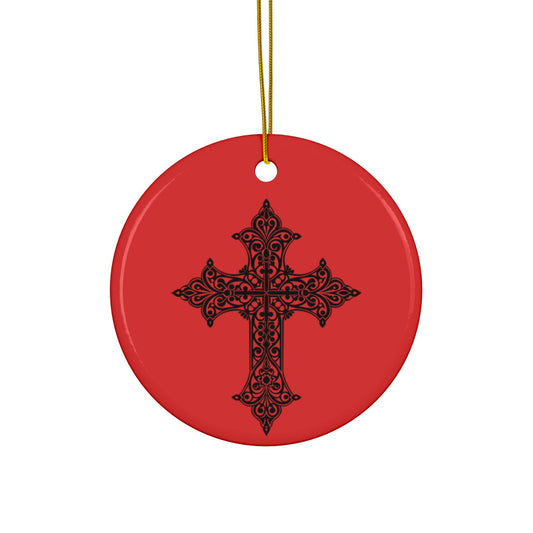 Ceramic Cross Ornaments - 2-Sided Holiday Decor, Religious Gifts, Christmas Tree Ornaments, Gift Tags, Festive Home Decor