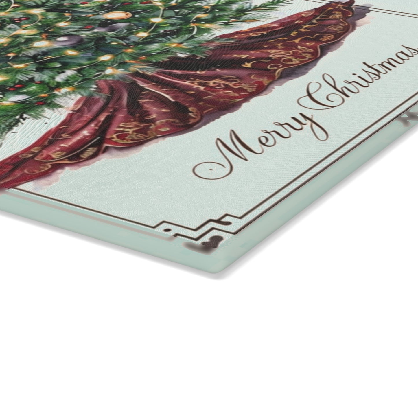 Christmas Tree Glass Cutting Board - Festive Holiday Kitchen Decor