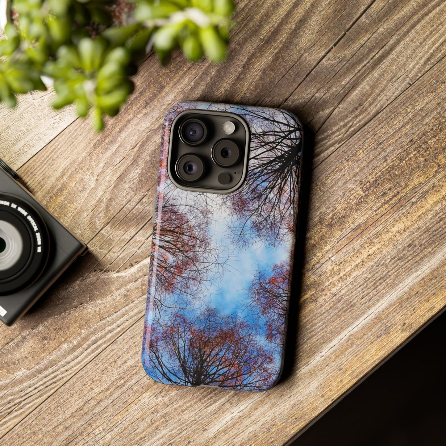 Skyward Trees Phone Case — Nature Forest Canopy Protective Tough Case
