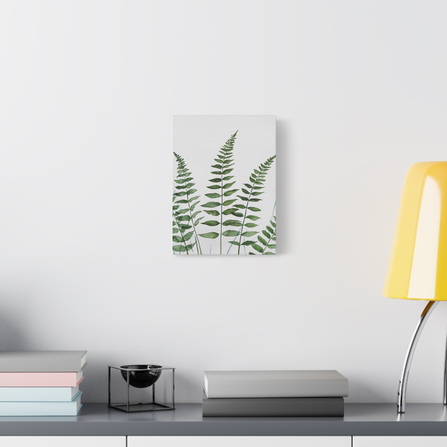Fern Watercolor Canvas Art – Botanical Matte Stretched Wall Print