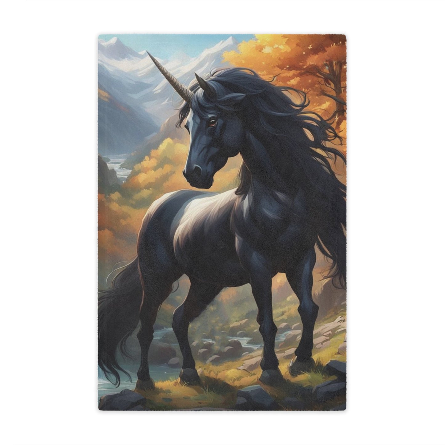 Black Unicorn Minky Blanket — Plush Fantasy Throw for Kids & Adults