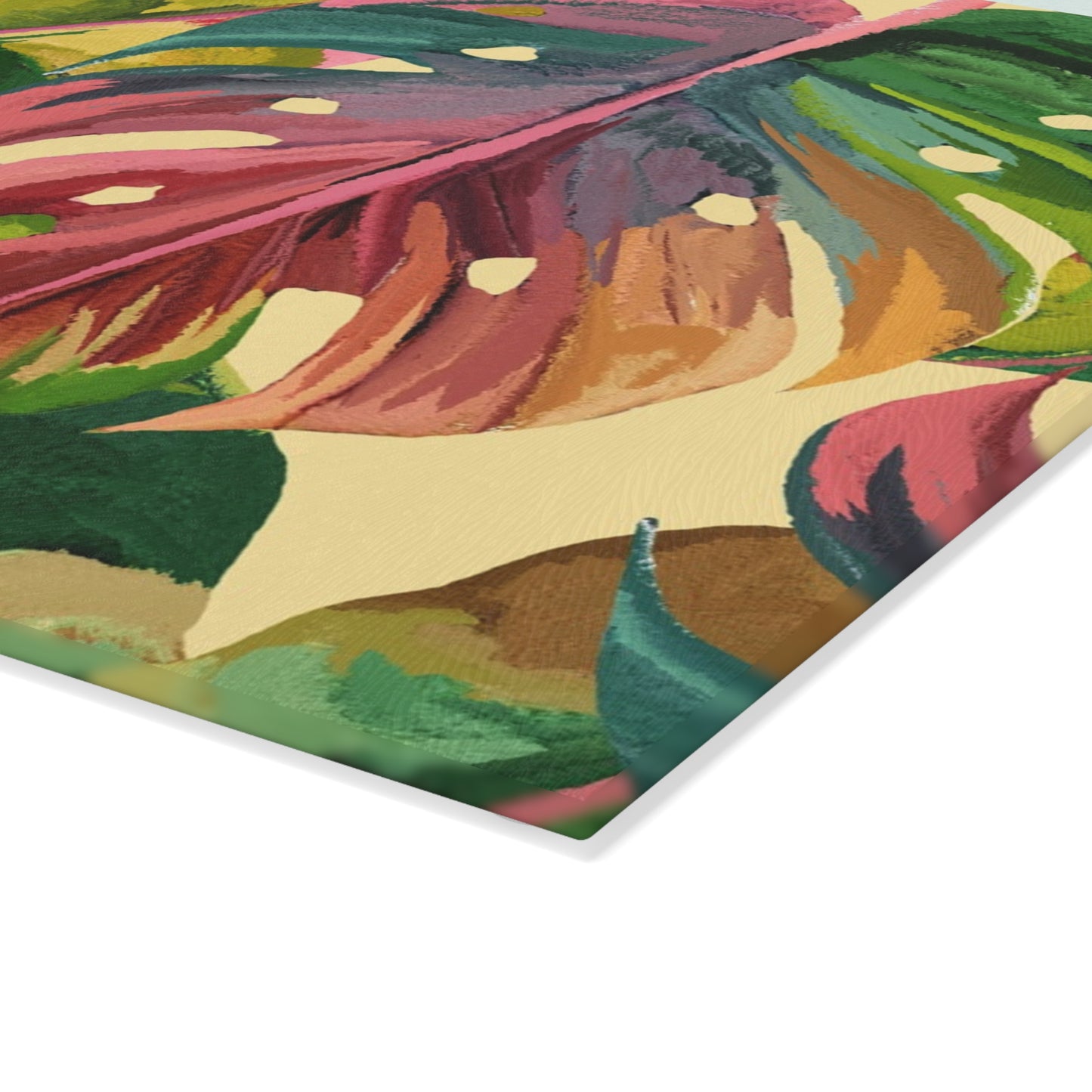 Tropical Leaf Glass Cutting Board, Kitchen Decor