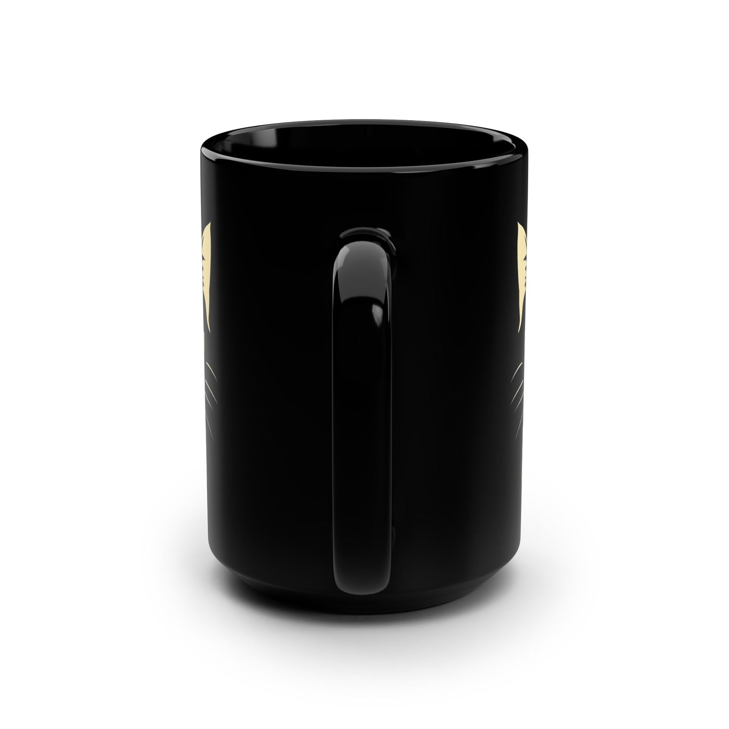 Cat Mom 15oz Black Mug — Cute Cat Face Coffee Cup for Cat Lovers