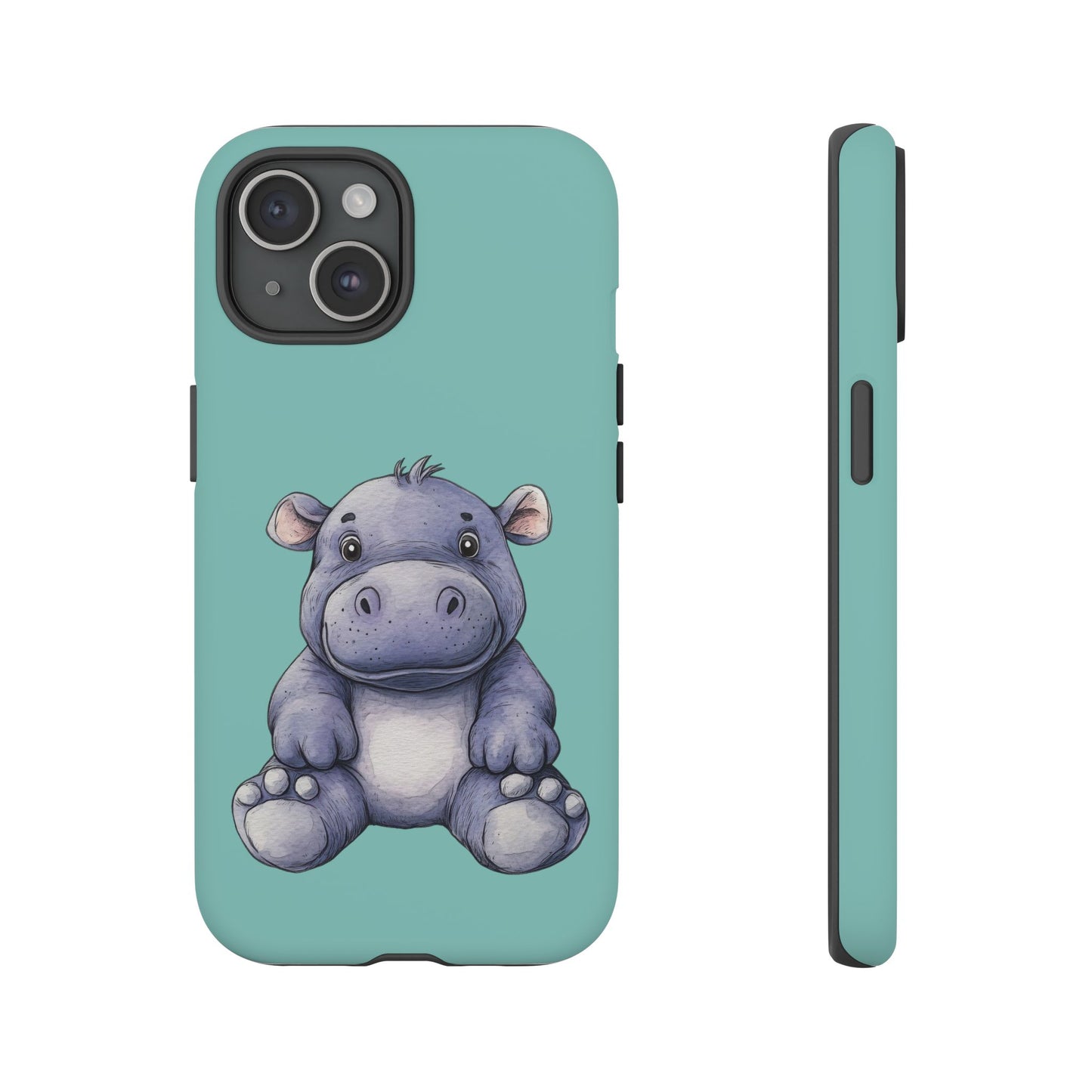 Cute Hippo Phone Case, Tough Phone Cover, Fun Animal Case, Gift for Kids, Cute Decor, Birthday Present