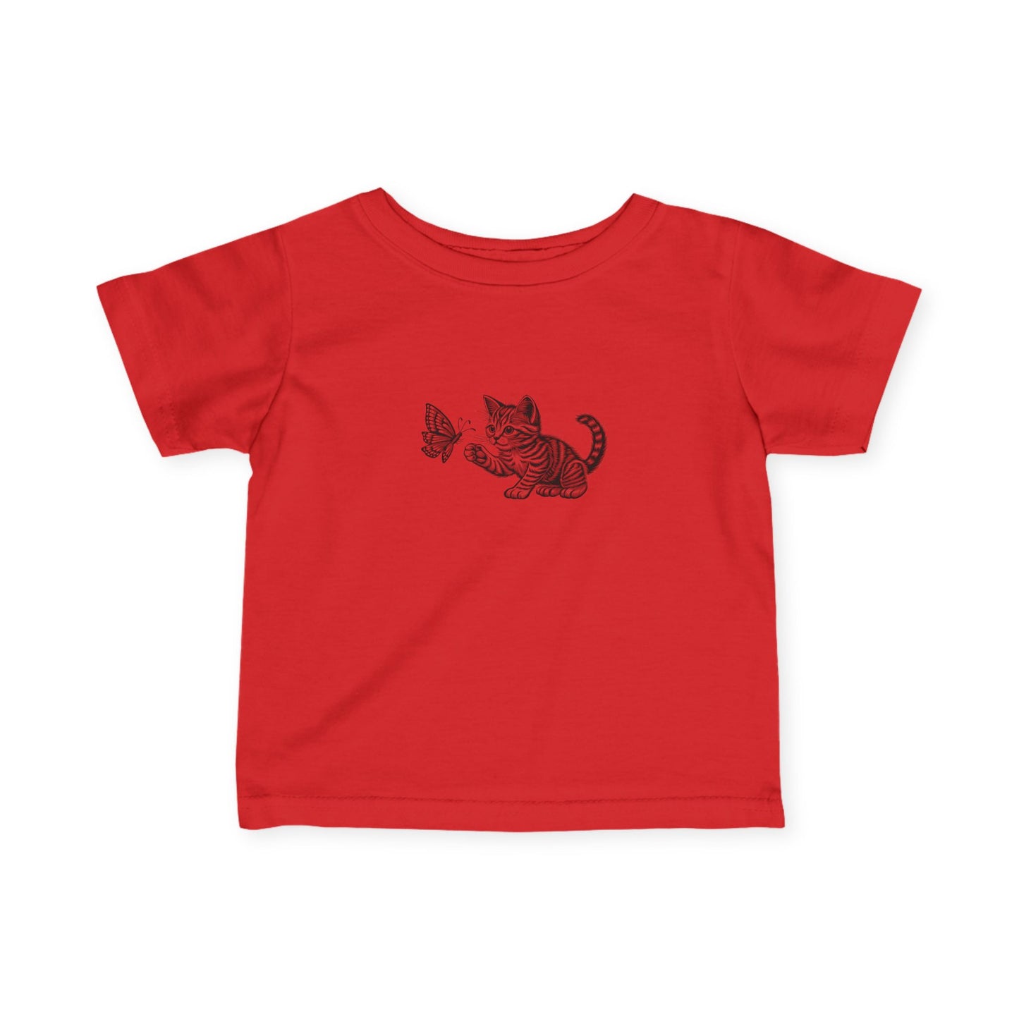 Cute Cat Playing with Butterfly Infant Tee, Baby Shirt, Toddler Apparel, Birthday Gift, Cute Baby Clothes, Cat Lover Outfit