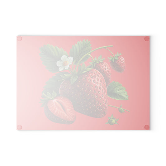 Vibrant Strawberry Glass Cutting Board