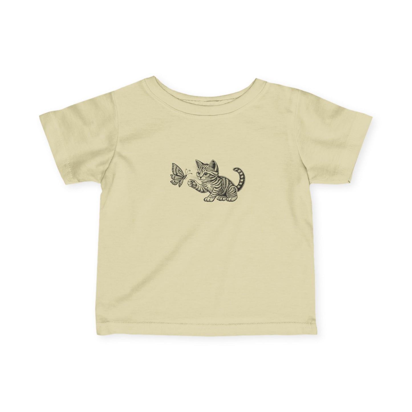 Cute Cat Playing with Butterfly Infant Tee, Baby Shirt, Toddler Apparel, Birthday Gift, Cute Baby Clothes, Cat Lover Outfit