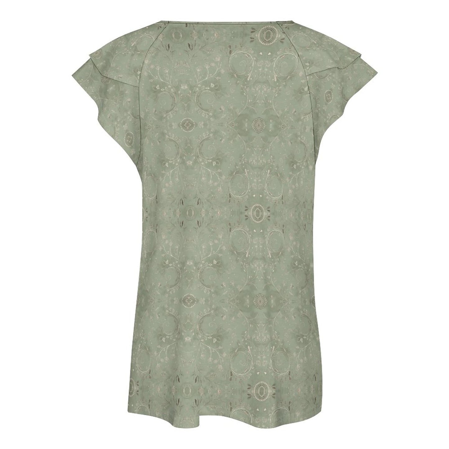Cooling Polyester Ruffle V-Neck T-Shirt
