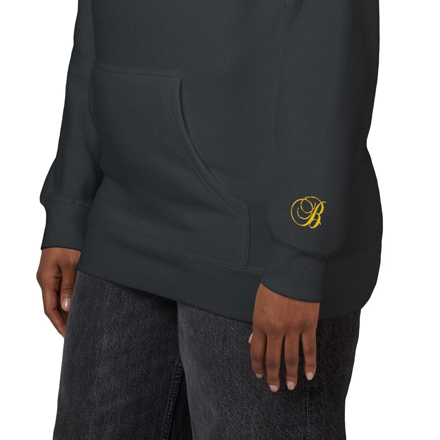 Coral Gold Floral Initial Hoodie — Monogram 'B' Casual Pullover
