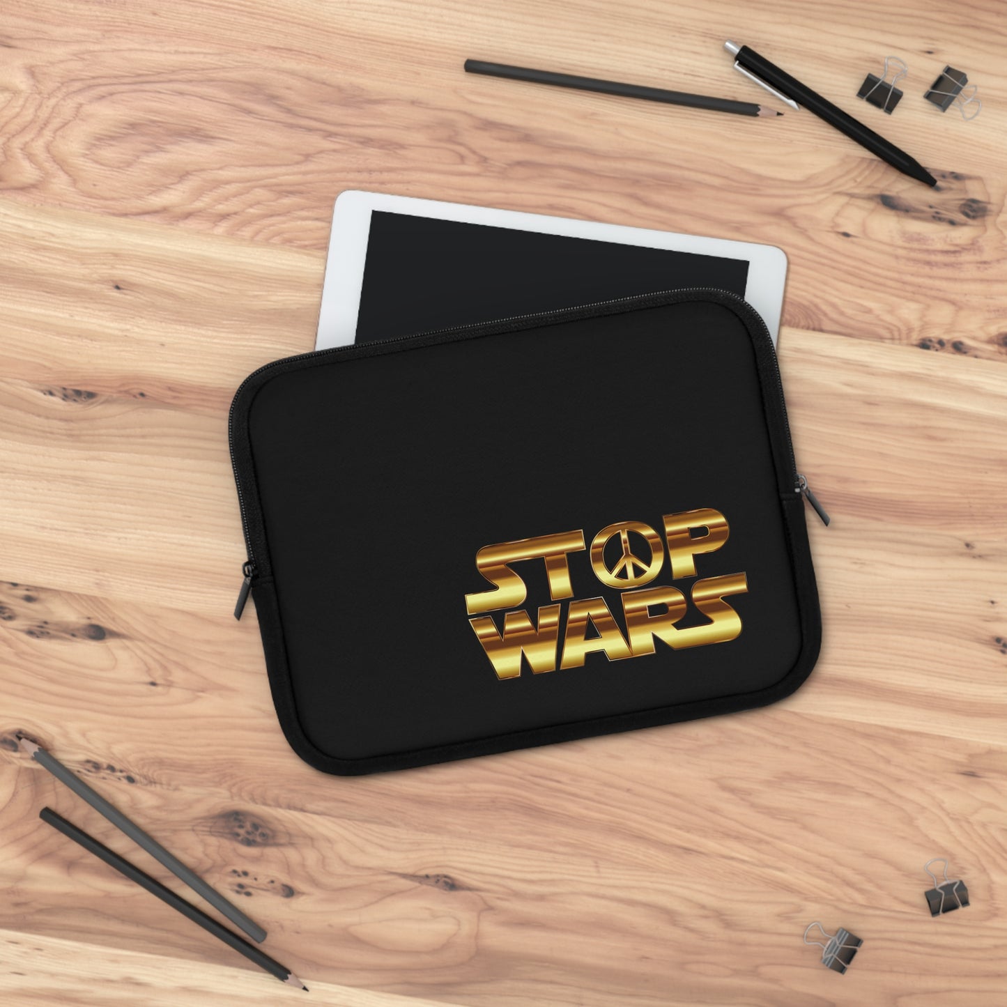 Stop Wars Laptop Sleeve - Stylish Tech Accessory for Peace Lovers, Gift for Students & Professionals, Perfect for Everyday Use, Black Sleeve