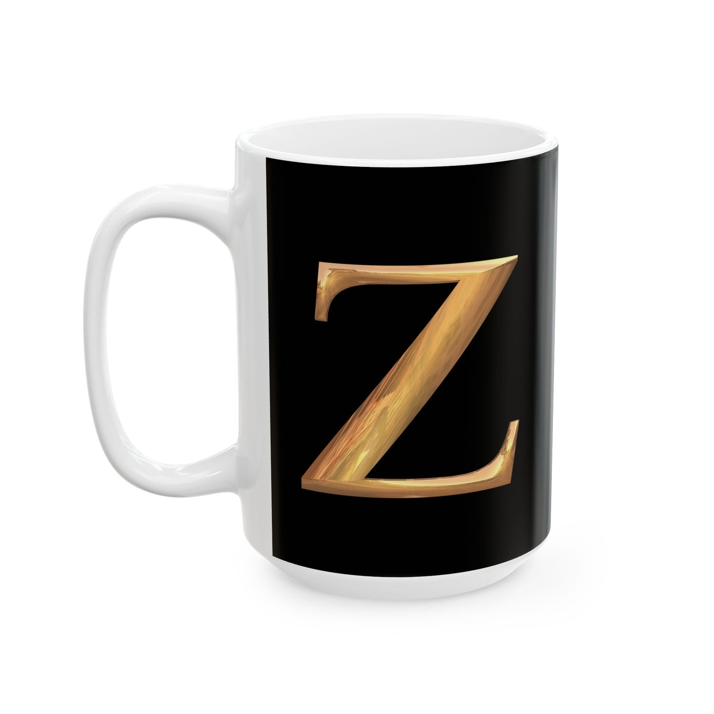Monogram 'Z' Red Gold Heart Ceramic Mug – Personalized Initial Coffee Cup (11oz, 15oz)