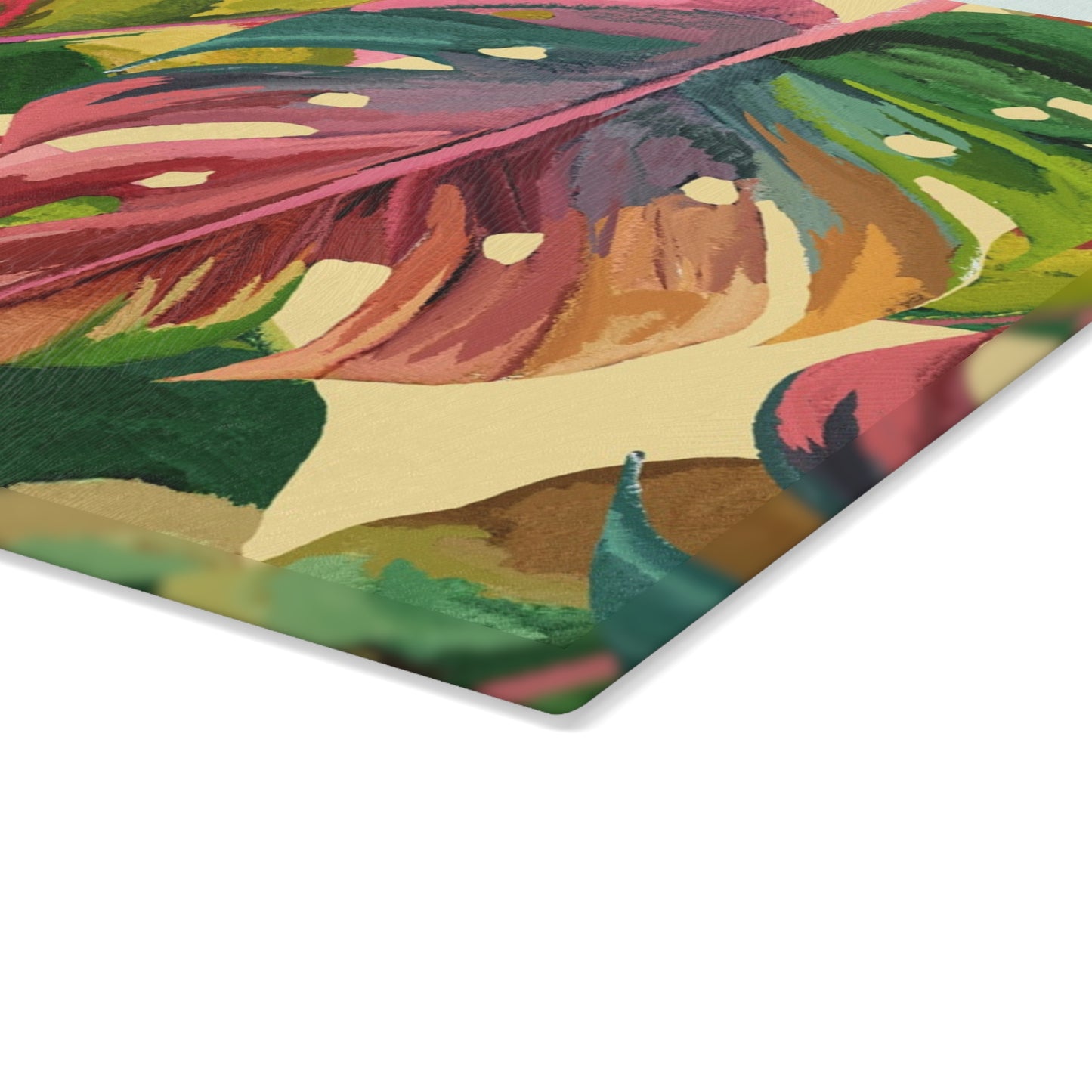Tropical Leaf Glass Cutting Board, Kitchen Decor