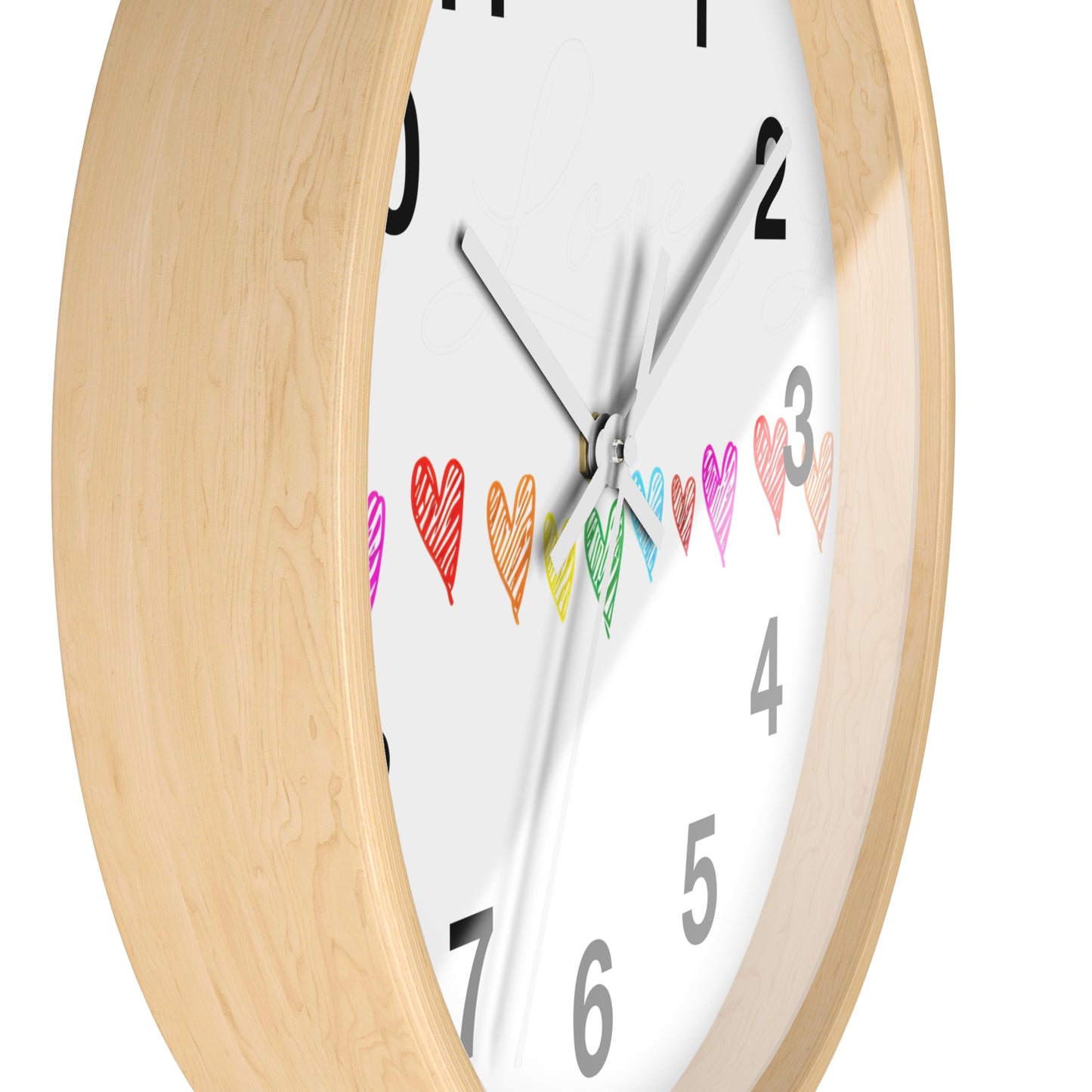 Rainbow Hand-Drawn Hearts Wall Clock | Colorful Heart Line Clock