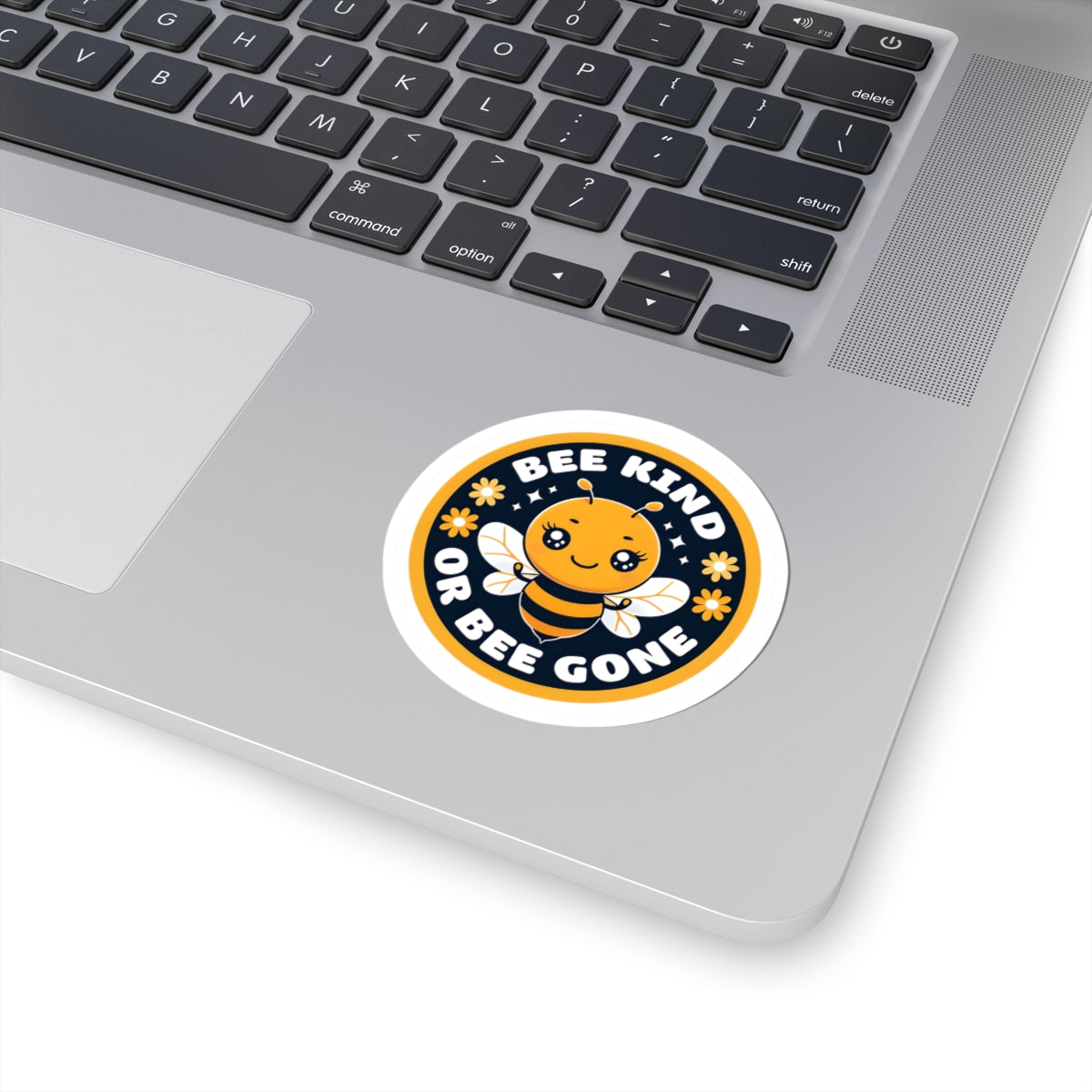 Bee Kind or Bee Gone Round Sticker — Cute Bumblebee Vinyl Kiss-Cut Sticker