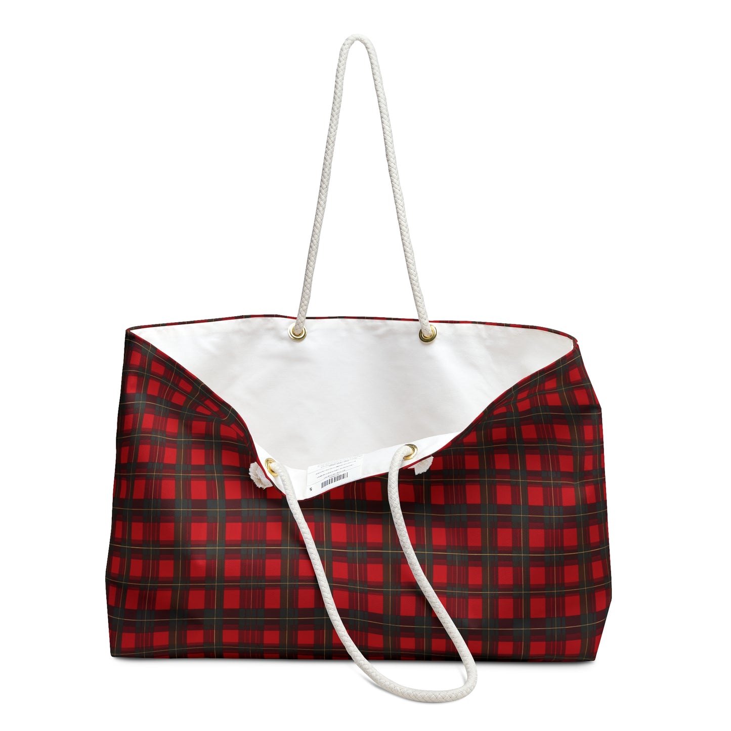 Red Buffalo Plaid Weekender Bag – Rustic Travel Tote for Cabin Getaways & Holiday Gifting