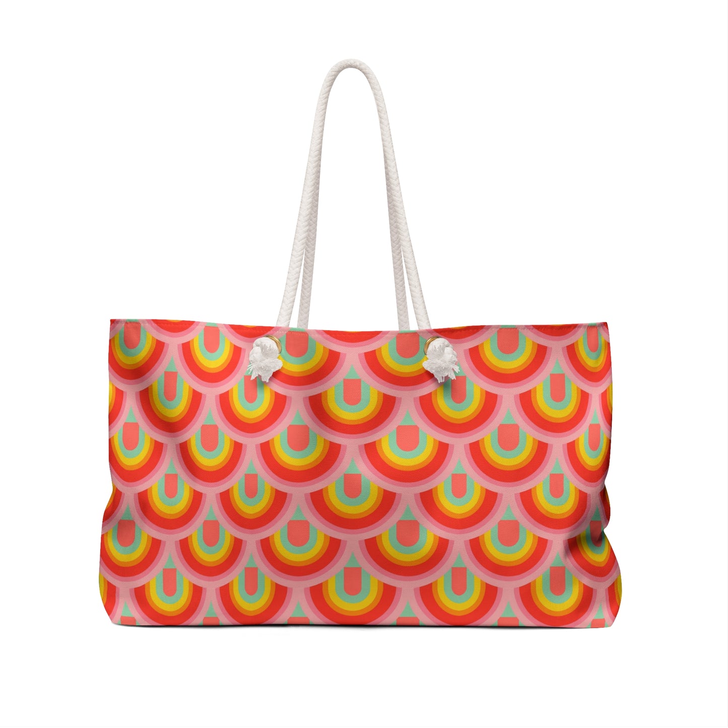 Retro Rainbow Weekender Bag – Colorful 70s-Inspired Travel Tote