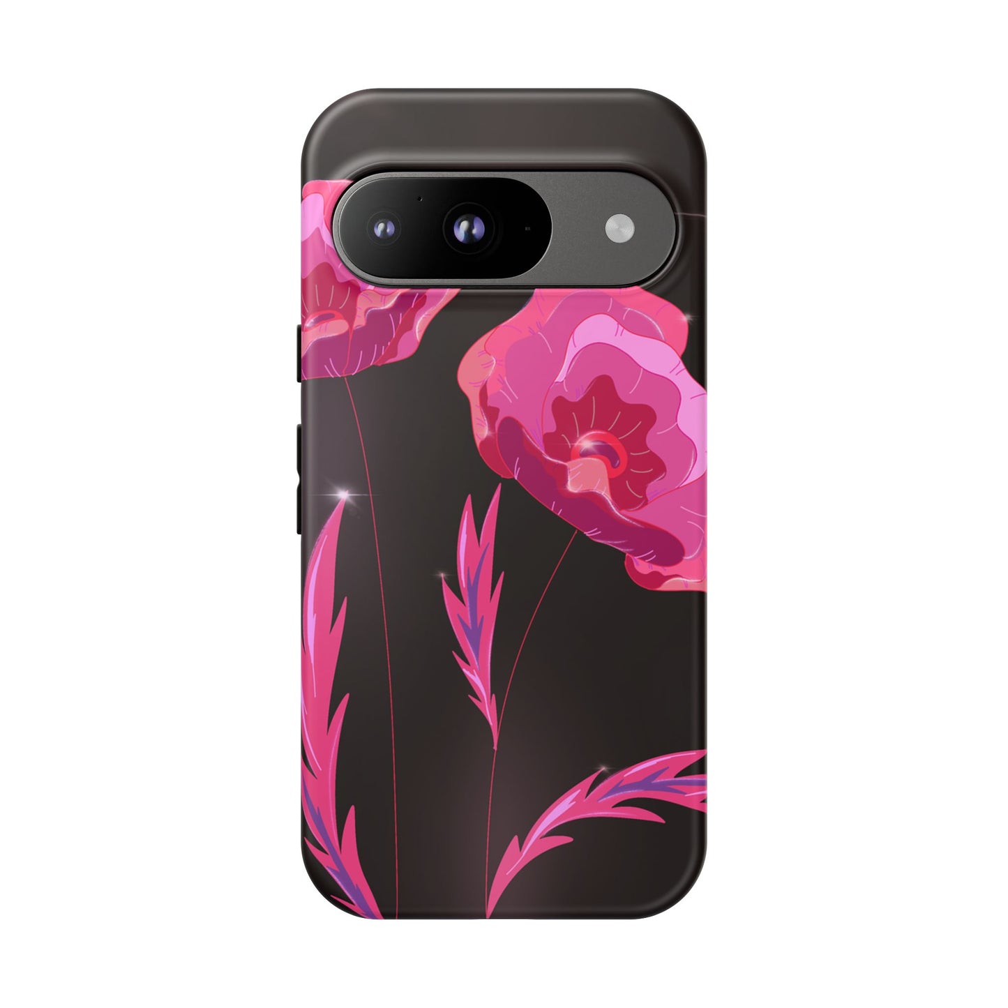 Floral iPhone Case | Tough Cases with Pink Poppy Design, Elegant Flower Phone Cover, Gift for Her, Spring Accessories, Chic Tech