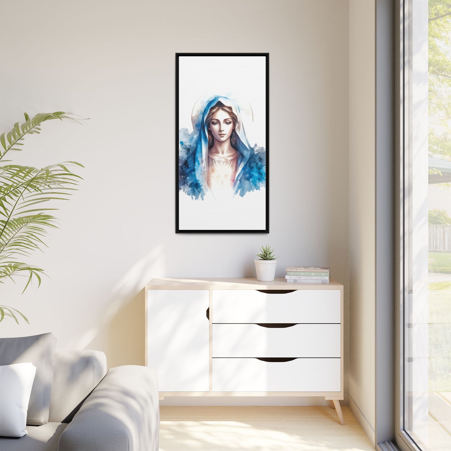 Framed Canvas Art Print, Spiritual Decor, Religious Artwork, Wall Decor, Gift for Faith, Elegant Home Decoration