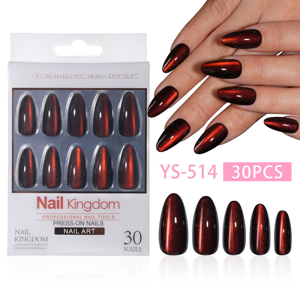 Purple Cat Eye Almond Press On Nails (MOQ=3) – Image 5