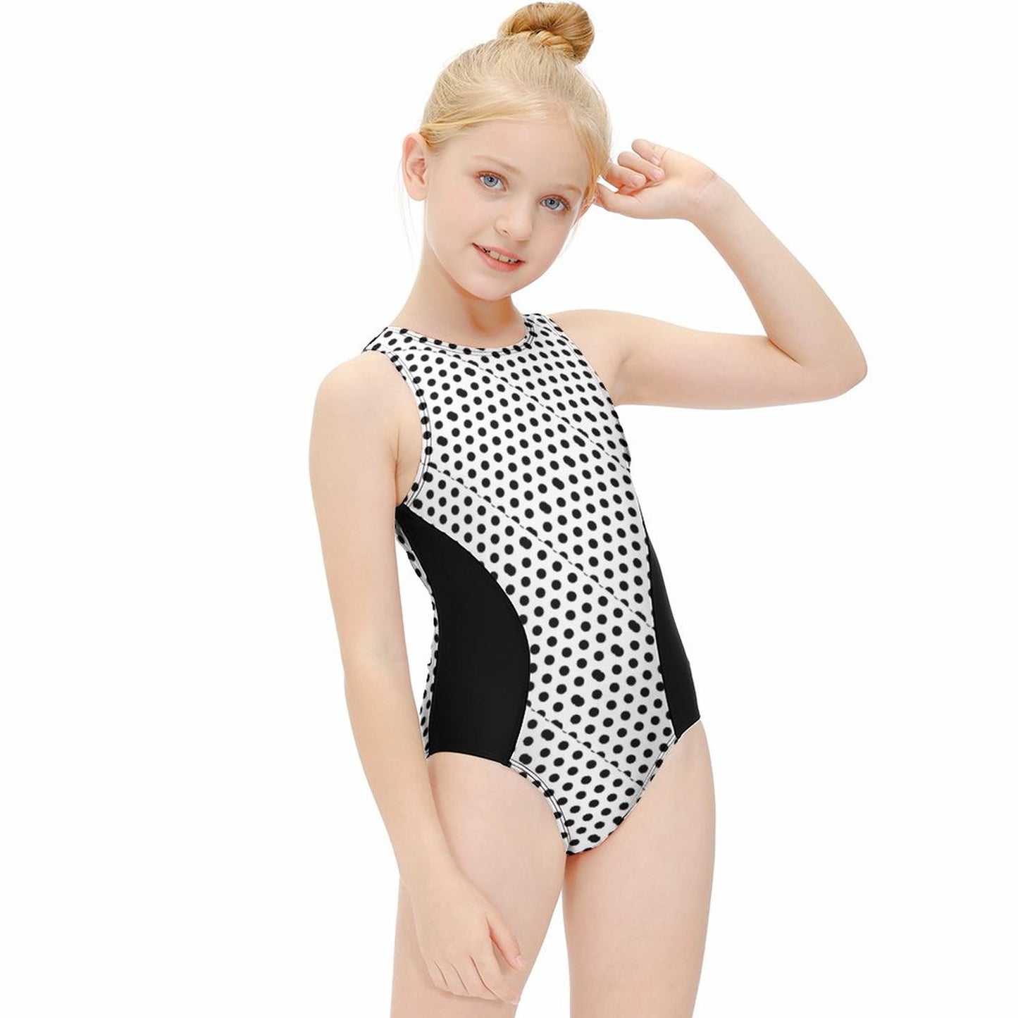 One-Piece Swimsuit for Girl Black dots
