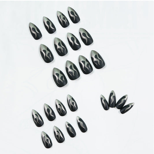 Punk Wind Dark Flame Nail Patch Nail Patch press-on nails Finished Fake Nail Waterproof Removable Nail Patch – Image 2