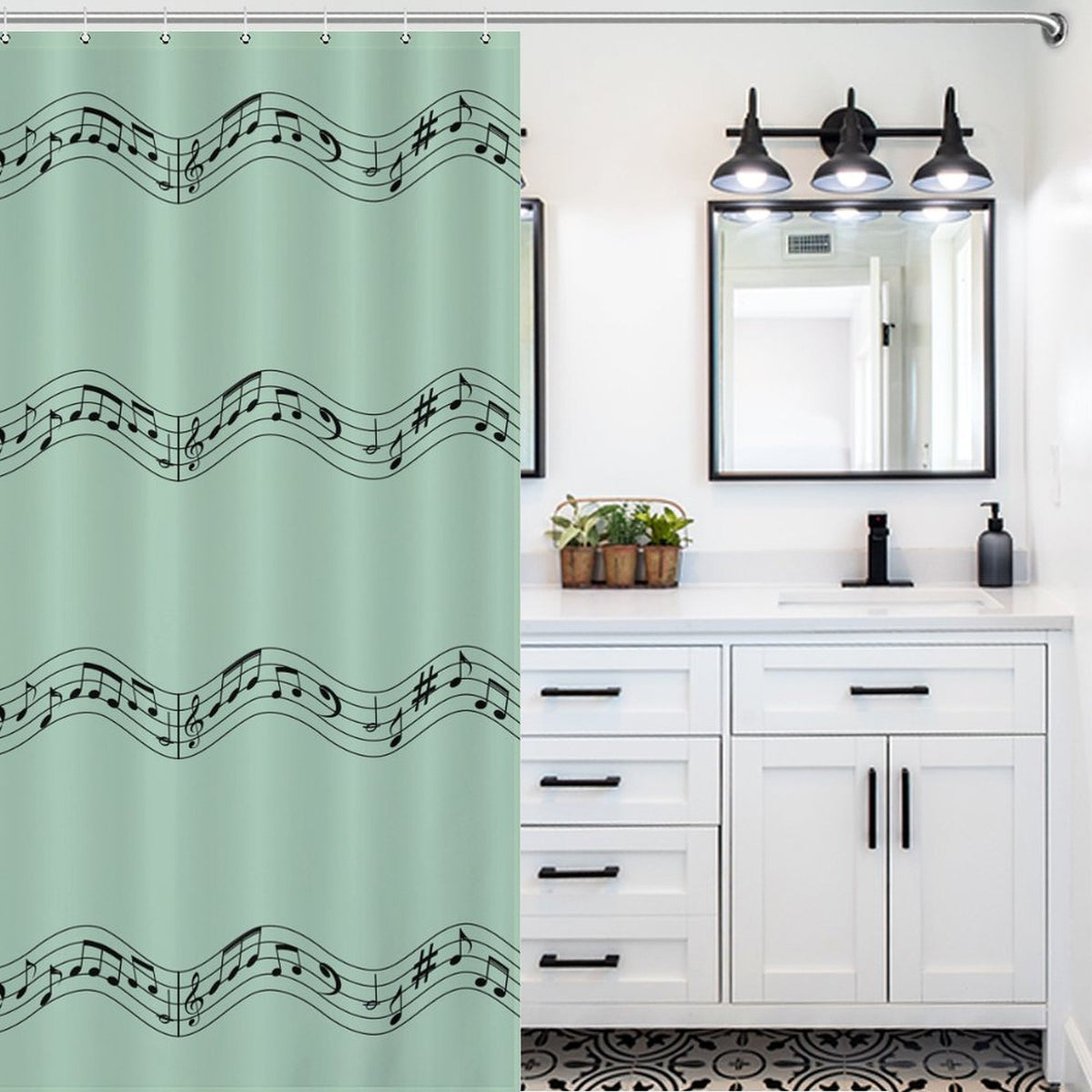 Musical note shower curtain