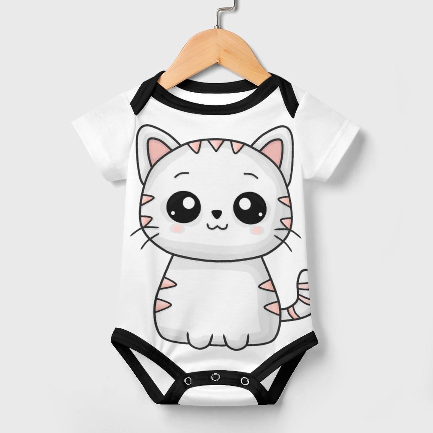 Kitty Faux Cotton Short Sleeve Baby Romper