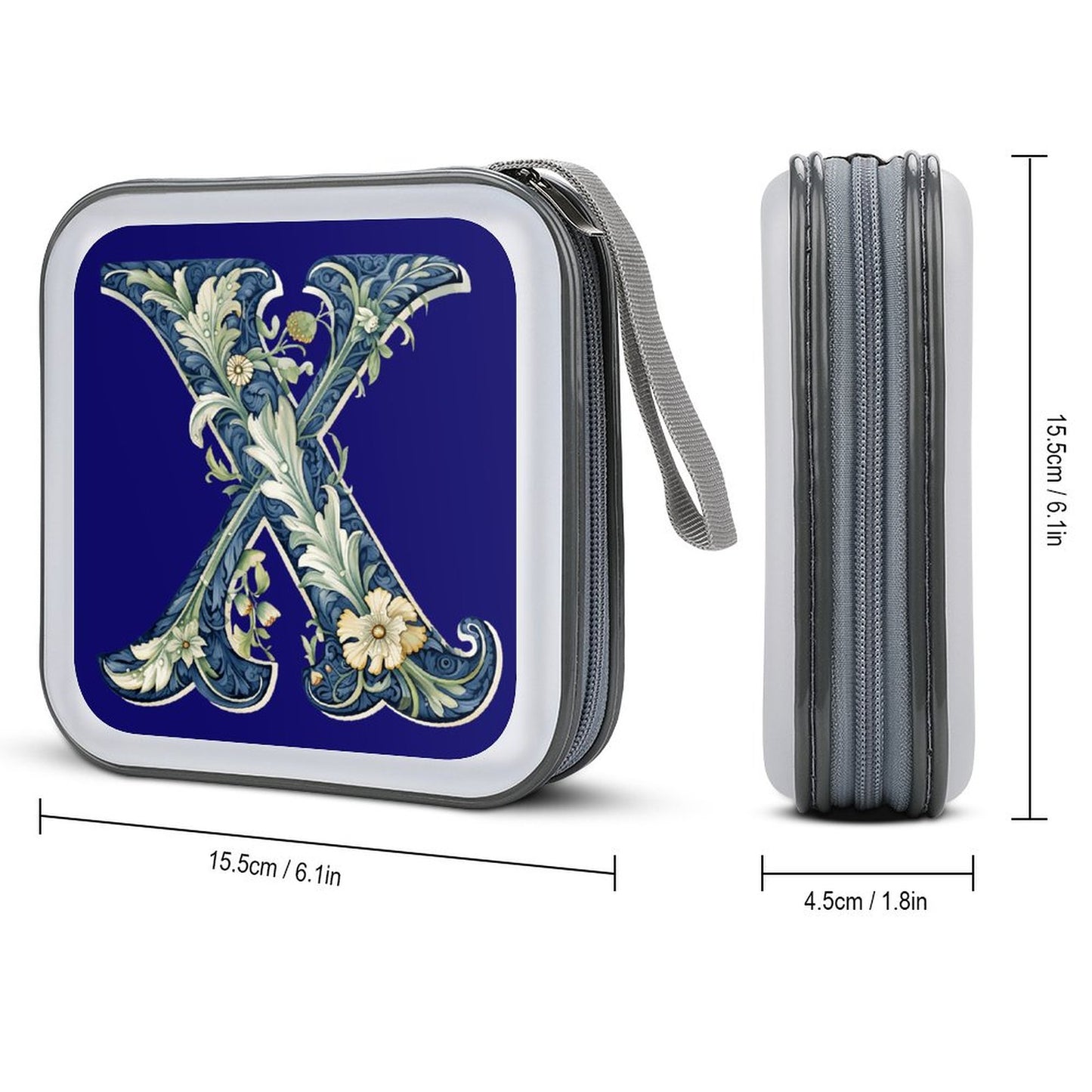 Portable Zipper Disc Storage Case for Car Home Travel - Letter X