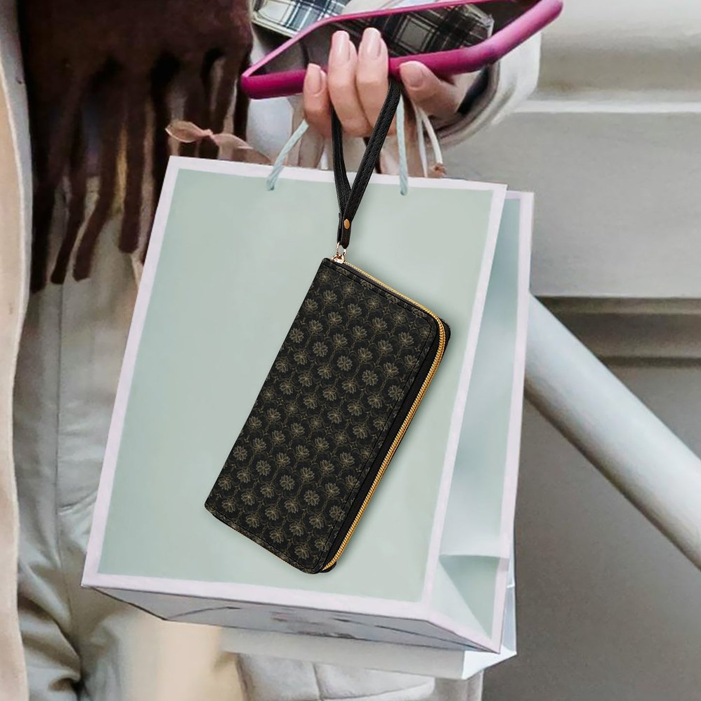 Leather Wallet with Wristlet Strap