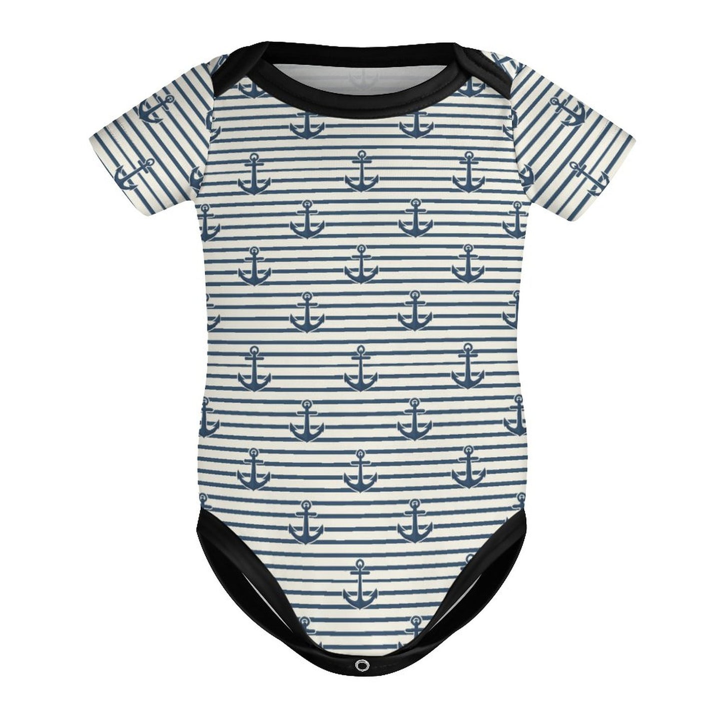 Faux Cotton Short Sleeve Baby Romper Anchors