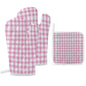 Oven Mitts & Pot Holder Set of 3 - Pink stripes