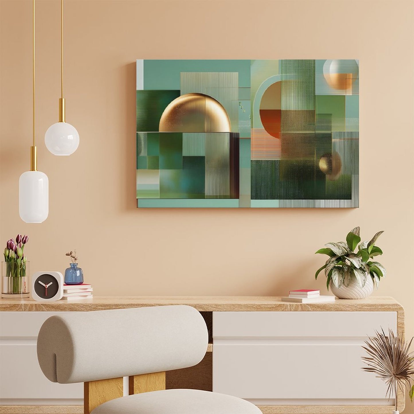 Vintage Framed Canvas Wall Art Print–Large Wood Frame for Living Room