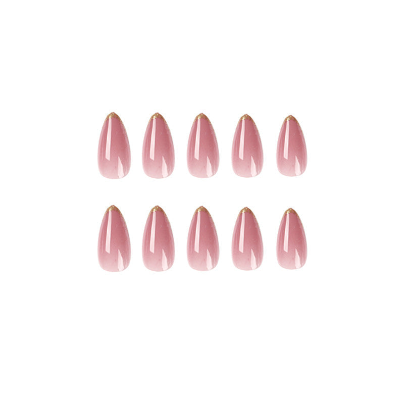 Press on nails Art Naked Pink French Phnom Penh Glitter Press on nails Art Finished Wholesale press on nails – Image 4