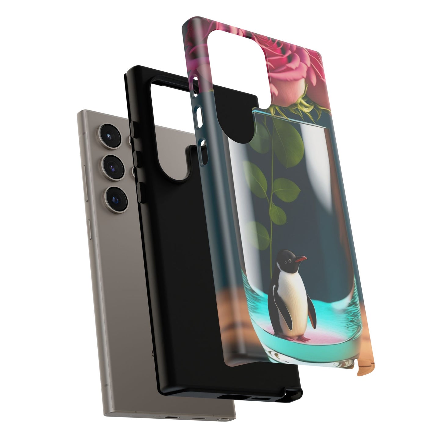 Penguin in a Glass Floral Tough Phone Case — Cute Protective Phone Cover