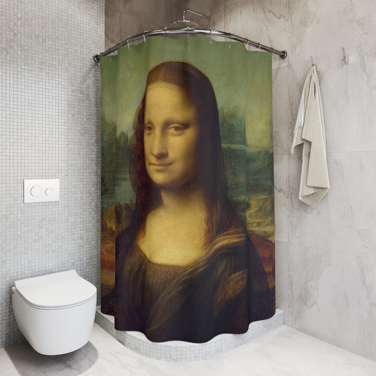 Mona Lisa Shower Curtain — Classic Renaissance Portrait Bath Decor