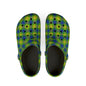 Plaid Green & Blue EVA Foam Clogs — Lightweight Garden & Beach Shoes