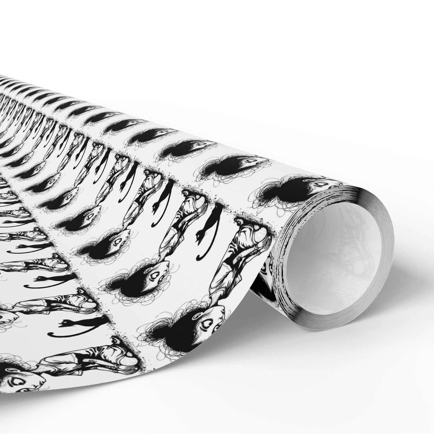 Wrapping Paper Roll — Black & White Repeating Eye Pattern