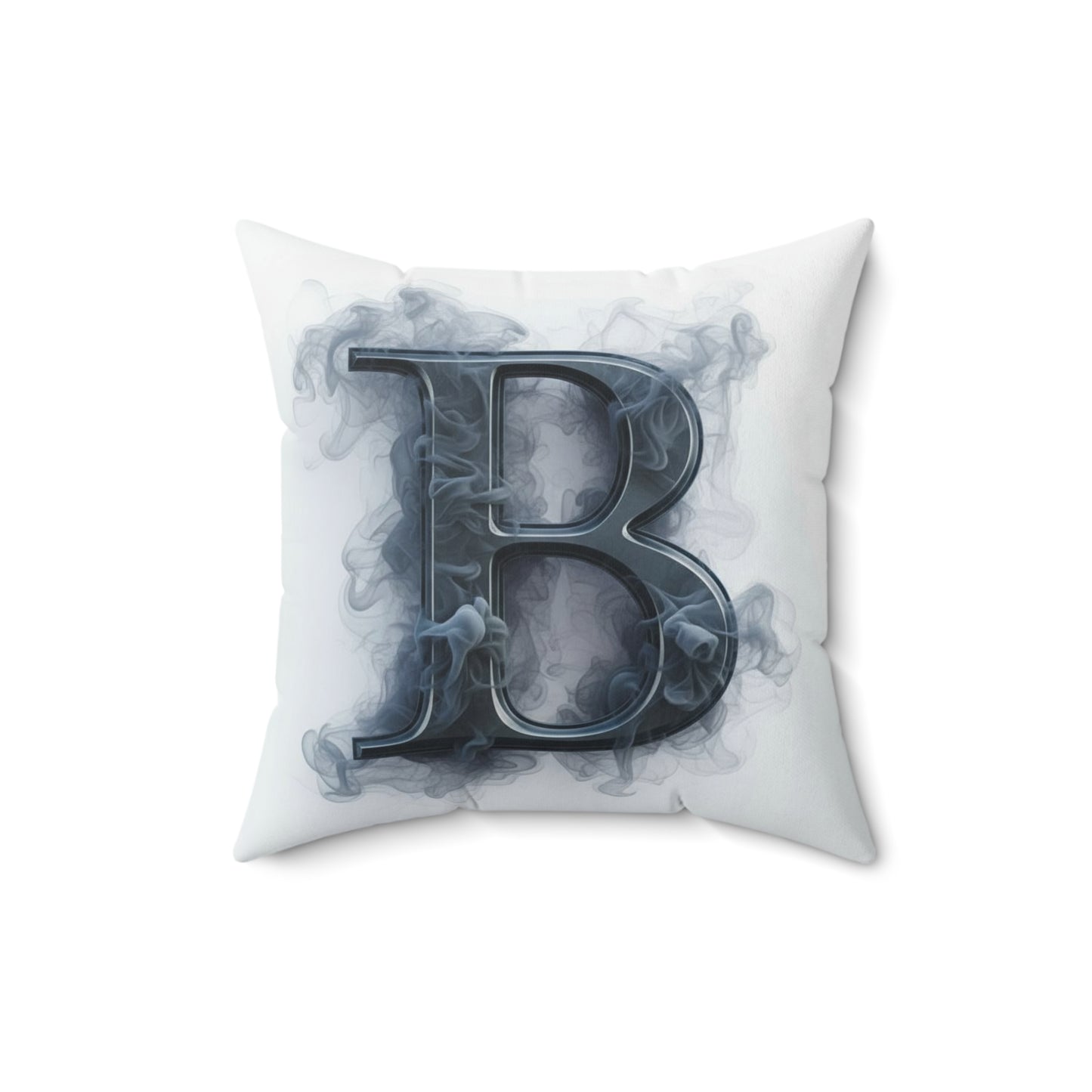 Smoky Monogram 'B' Decorative Pillow — Personalized Initial Accent Cushion
