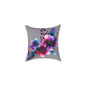 Floral Galaxy Pillow — Vibrant Watercolor Flower Square Pillow