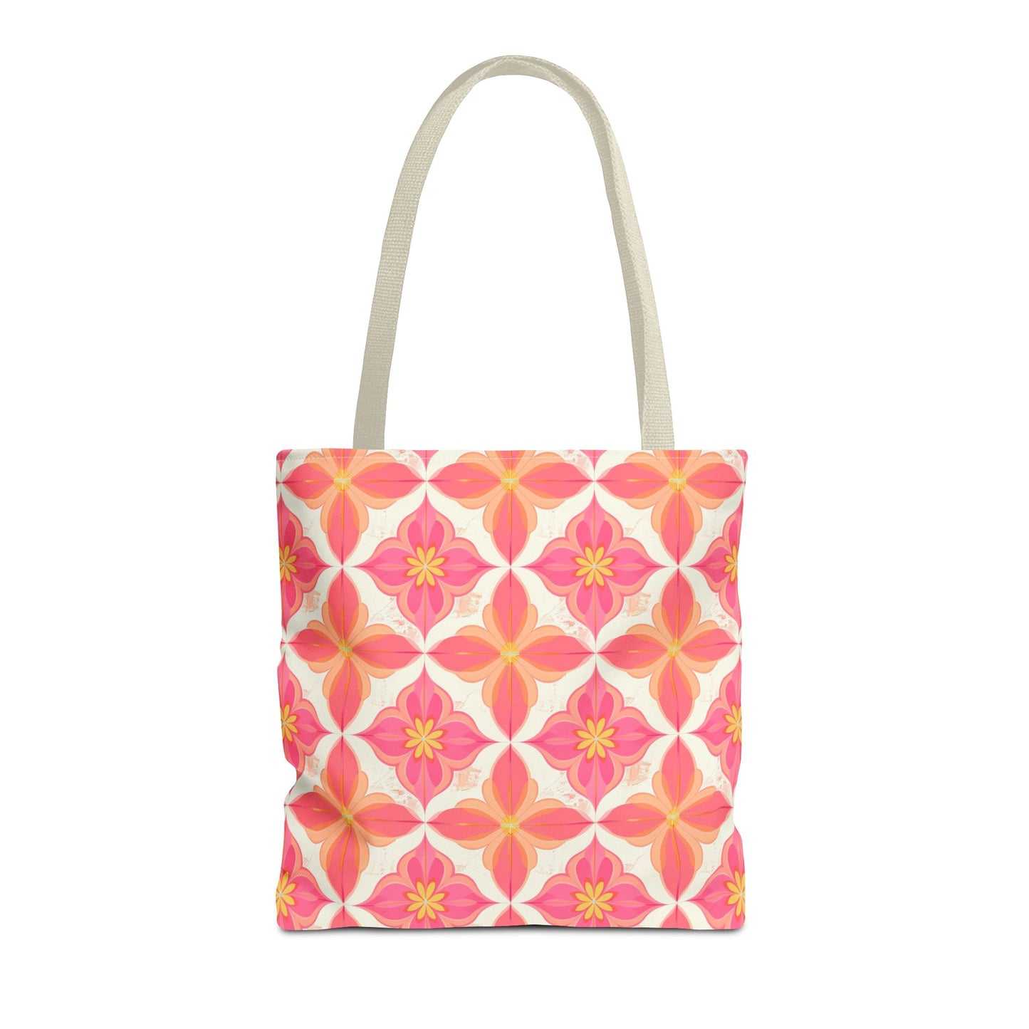 Pink Floral Geometric Tote Bag —  Reusable Shopper
