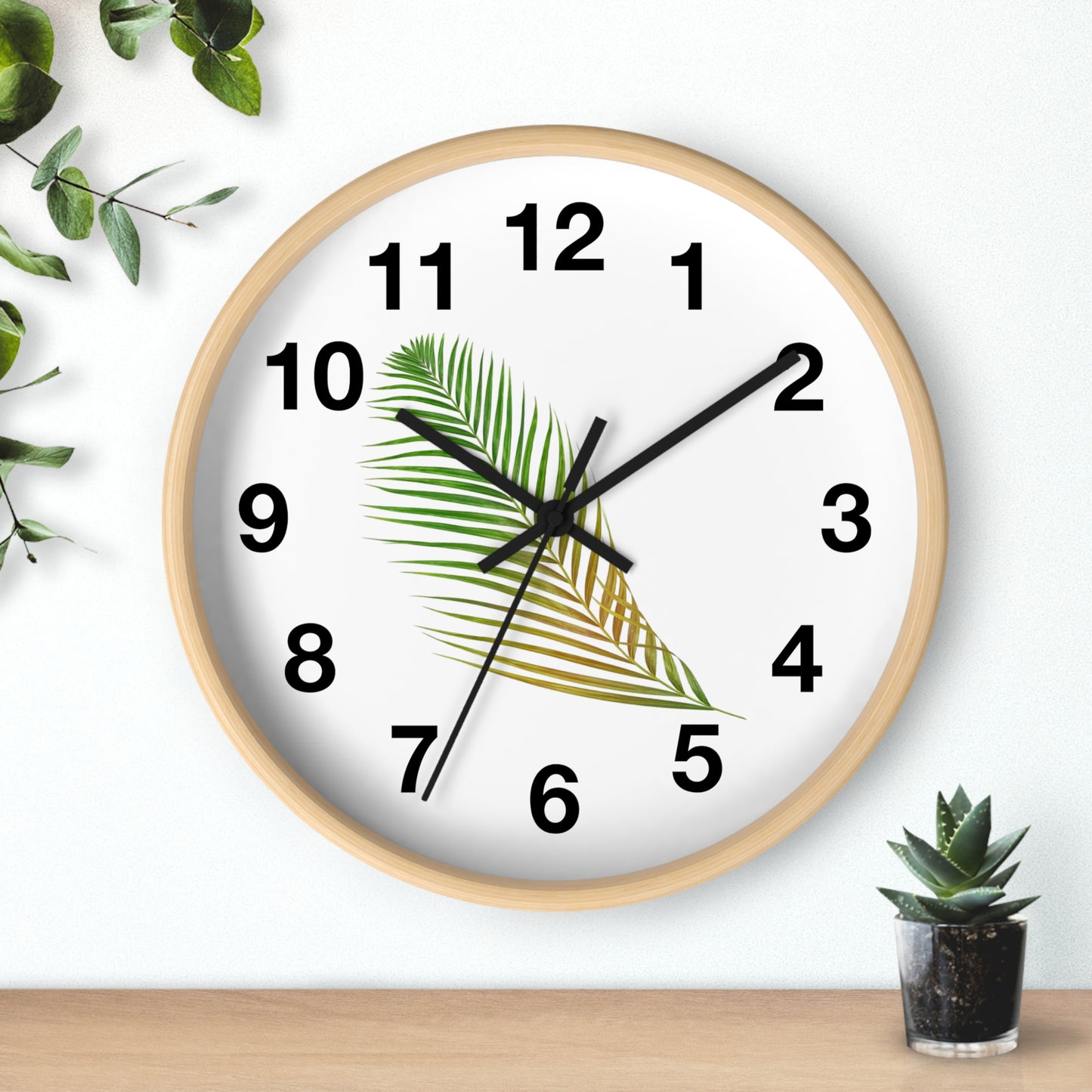 Tropical Palm Leaf Wall Clock – Minimal Botanical Home Decor