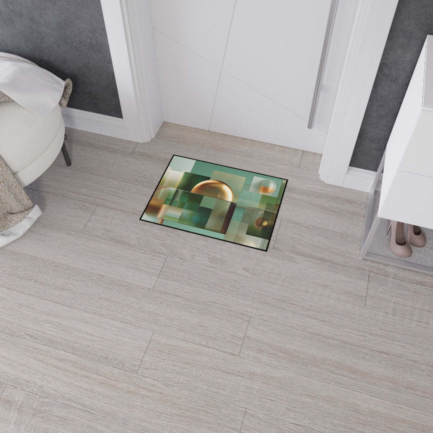 Geometric Gold Sphere Heavy-Duty Floor Mat