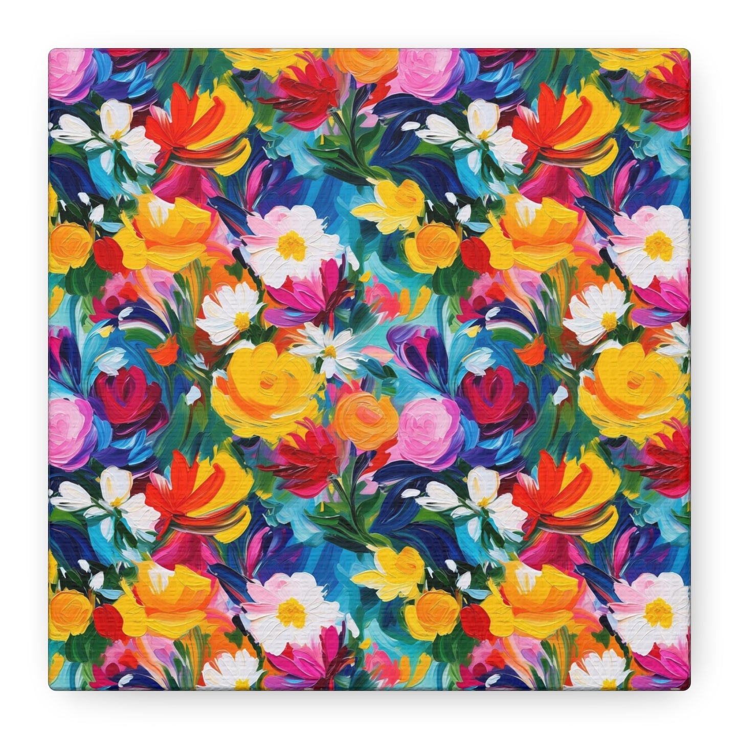 Vibrant Floral Matte Canvas Wall Art — Colorful Garden Print, Stretched 1.25"