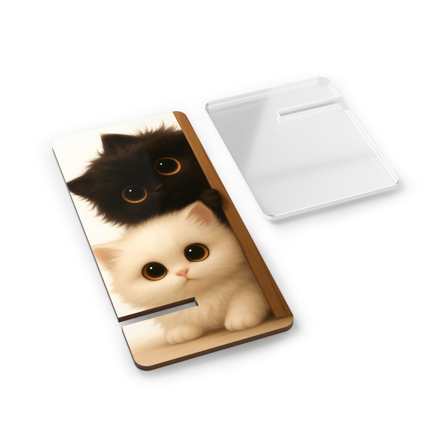 Cute Kittens Smartphone Stand — Foldable Mobile Display Stand with Adorable Black & White Cat Design