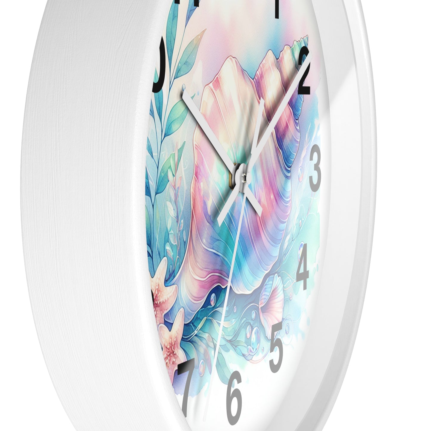 Seashell Pastel Wall Clock — Beachy Coastal Home Decor