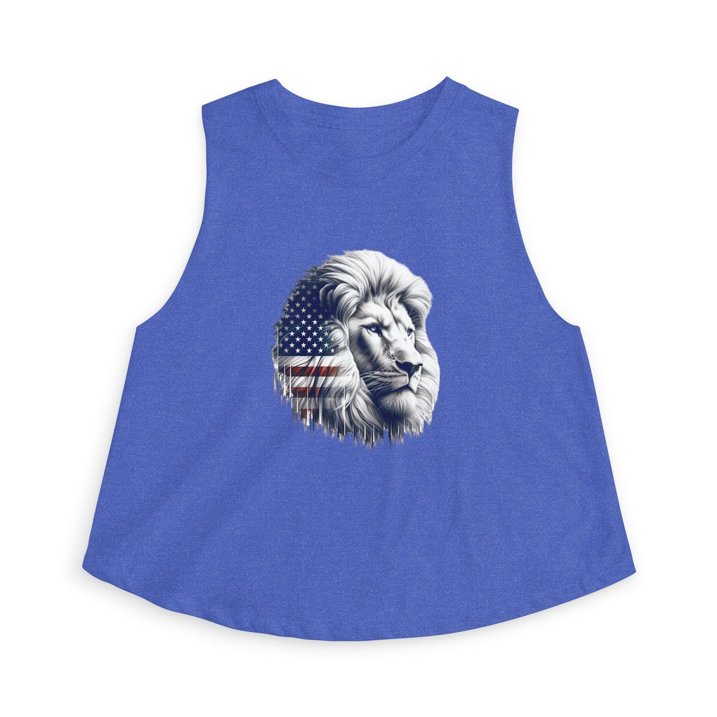 American Flag Lion Women's Crop Top — Patriotic Lion Graphic Tank