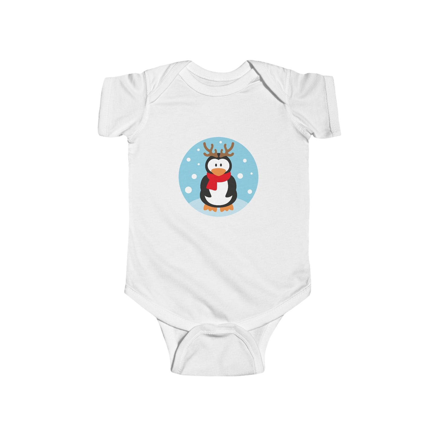 Infant Penguin Reindeer Bodysuit — Cute Holiday Baby Onesie