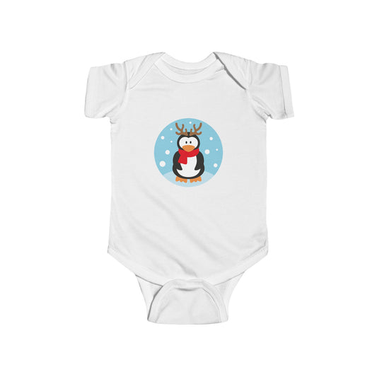 Infant Penguin Reindeer Bodysuit — Cute Holiday Baby Onesie