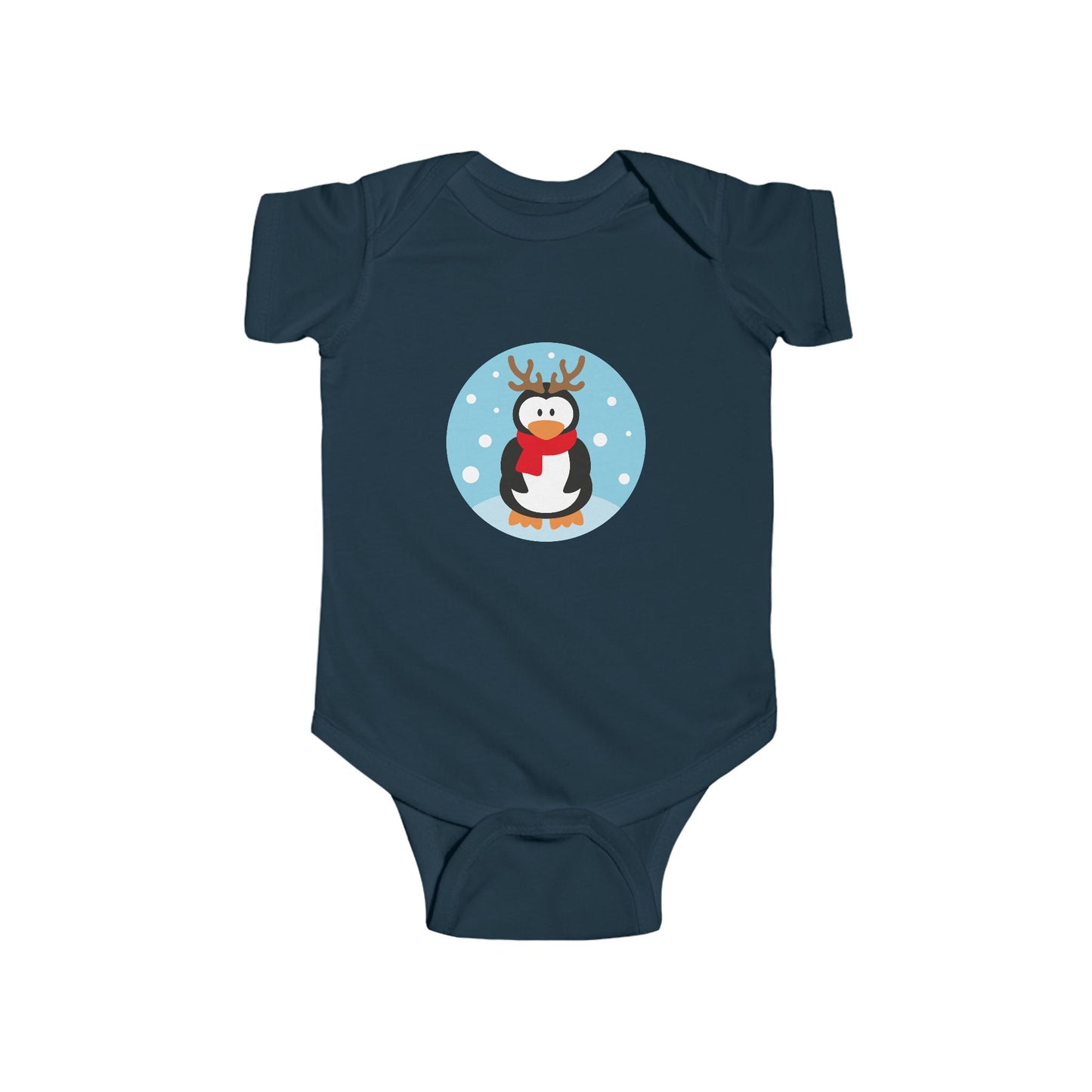 Infant Penguin Reindeer Bodysuit — Cute Holiday Baby Onesie